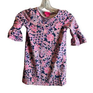 Lilly Pulitzer Kids Girls Paisley Mini Dress Bell Sleeves Pink Size 6-7 Medium